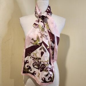 Floral Pink and Brown Women' Silky Warrior Cancer  Scarf Wrap